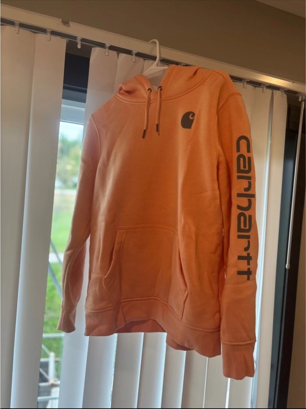 Carhartt Orange Crewneck Logo Hoodie with Sleeve Branding